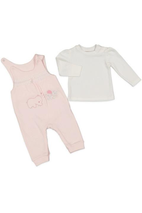 TrendAll Butik Kız Bebek Salopet Tulum Pudra Pembe Renk