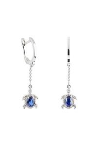 Clavis Jewelry Kadın Safir Taşlı Kaplumbağa Küpe ckp0723