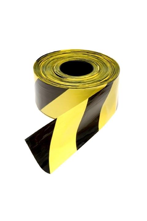 Universal Plastik Trafik Ikaz Emniyet Şeridi Sarı Siyah 500 mt