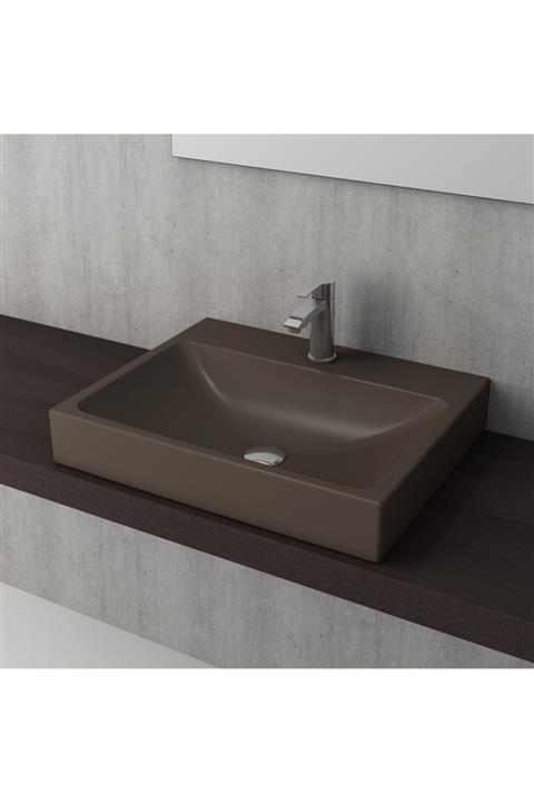Bocchi Scala / Parma Tezgah Üstü Lavabo 60 Cm Mat Kahve