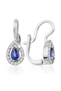 Emel Pırlanta 0.60 Ct. Pırlanta Safir Küpe