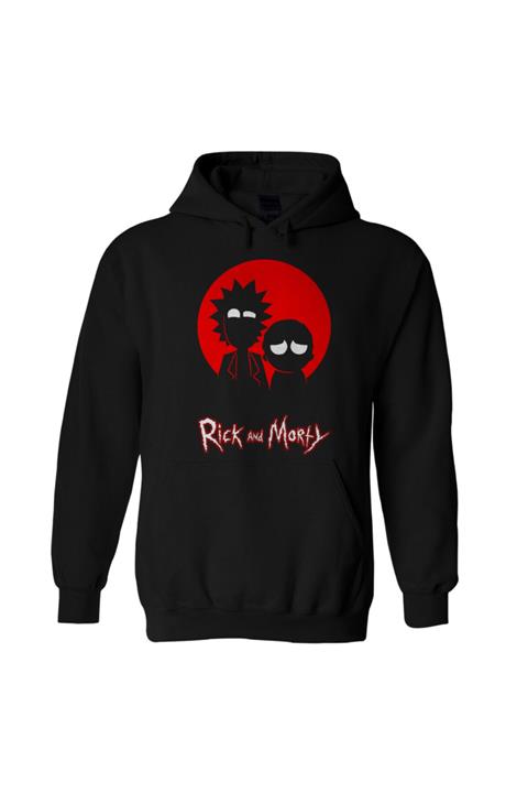 nrage Unisex Siyah Rick And Morty Hoodie