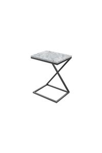 MAKSA Felice Carrara White Metal Üzeri Mat Siyah Statik Boyalı C Sehpa