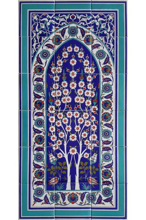 Kütahya Çini 60x120 Cm. El Yapımı Türk Hamam Için Iznik Çini Pano-hayat Ağacı