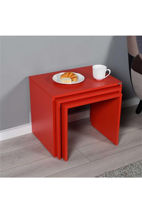 Adore Mobilya Triple Zigon Sehpa Shp-103-kk-1 Kırmızı