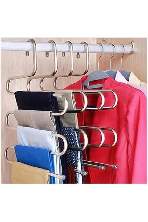 pazariz Metal Pantolon Pijama Askısı 5 Katlı Dolap Içi Düzenleyic