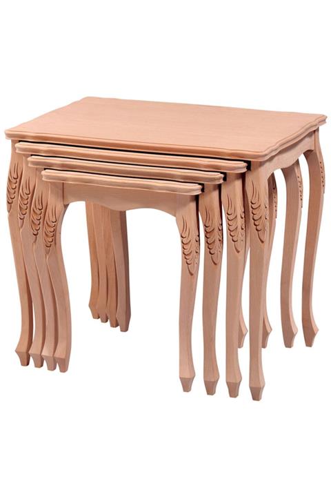 Ankara Mobilya Bengi Zigon Sehpa Ham Rustik Oymalı Gürgen Iskelet