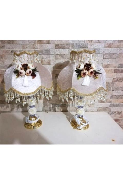 OEM 1 Adet Lüks Dantel Işlemeli Abajur Yatak Odası Lambası