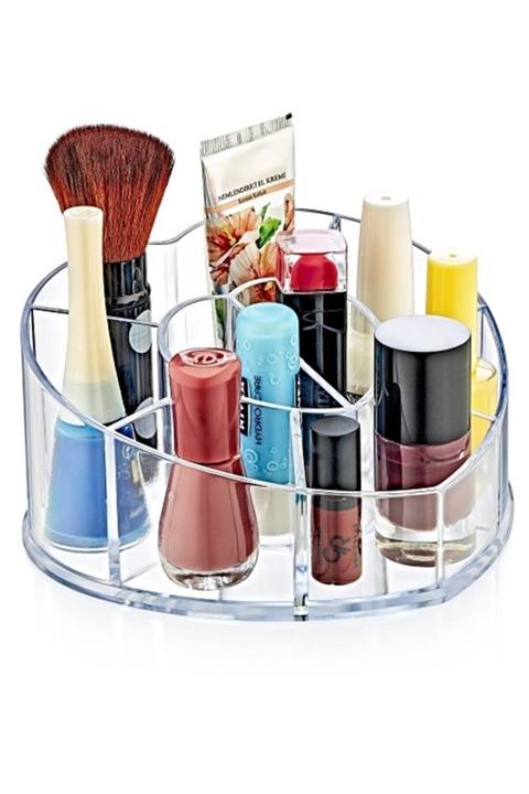 Happy Home Kalp Şekili Akrilik 8 Bölmeli Makyaj Organizeri /cn.ftt.3