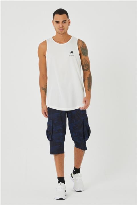 STEPS Kamuflaj Desenli Kargo Cepli İndigo Erkek Bermuda Şort