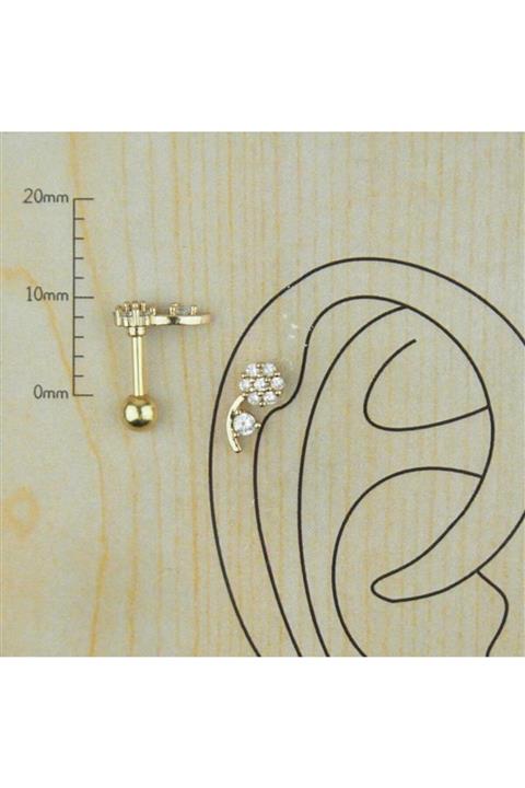 Jaida Moda 316l Cerrahi Çelik Papatya Figürlü Tragus, Kıkırdak, Helix 6mm Piercing