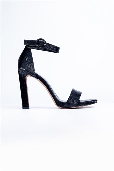 Nervia Siyah Kırık Saten Sandalet