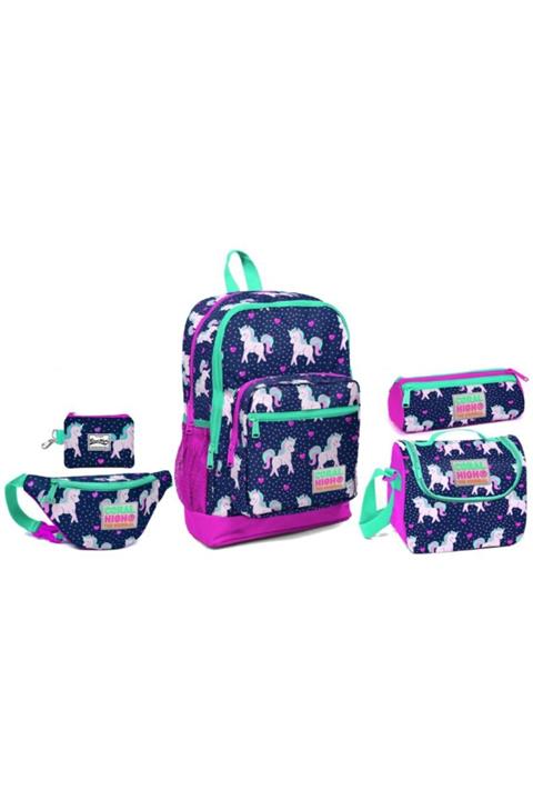 Yaygan Çanta Coral High Pembe Unicorn Desenli Okul Ve Günlük Çanta Seti - Kız Çocuk