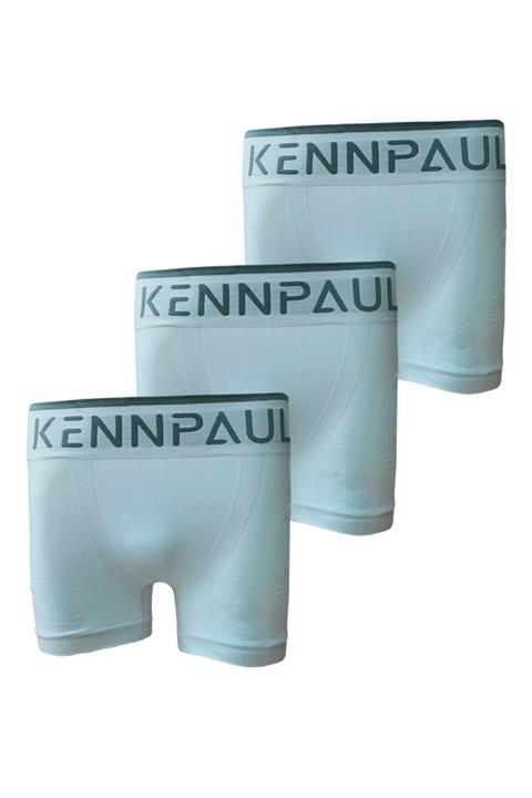 Kennpaul Erkek Beyaz Mikrofiber Dikişsiz Boxer 3'lü Set