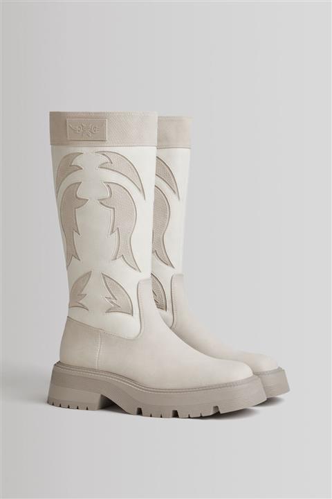 Bershka Kadın Çok Renkli Kovboy Detaylı Düz Çizme