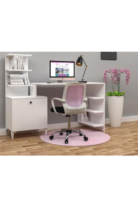 Alvers Mobilya Sanat Çalışma Masası Raflı Dolaplı