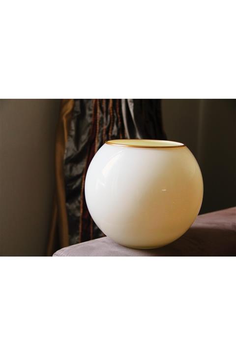 Doremcy Yuvarlak Oval Beyaz Seramik Akvaryum Vazo Saksı