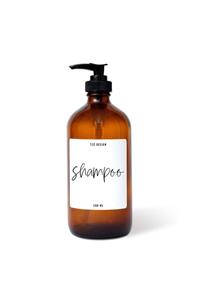 Tzc Desing Amber Kahverengi Cam Şişe Şampuan Shampoo 500 Ml Beyaz Etiketli