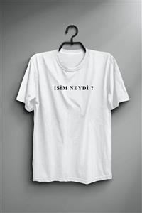 GrafikModa Kadın Beyaz Isim Neydi Yazılı T-Shirt