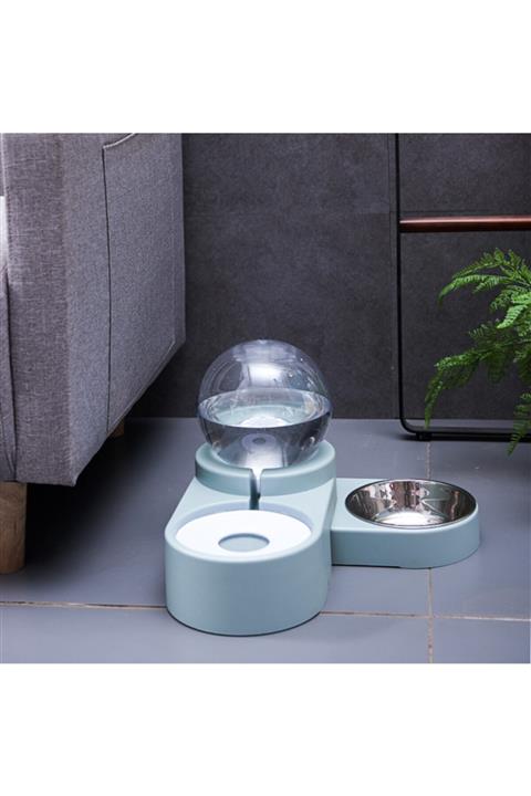 AFAK TİCARET Mikopet Round Kedi Köpek Mama Su Kabı-mavi