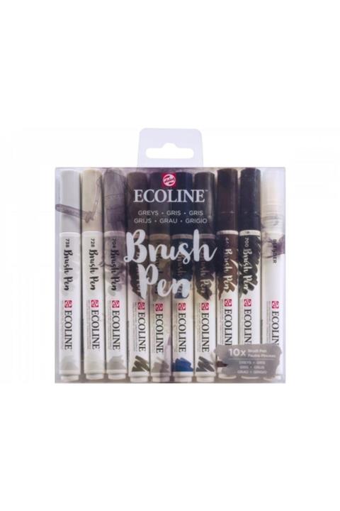 Talens Ecoline Brush Pen 10lu Set Gri Renkler 9805