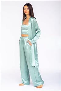 Demoostyle Mint Saten 3'lü Kimono Takım