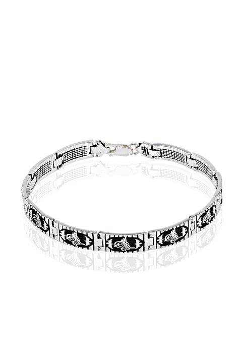 Ventino Silver Osmanlı Tuğralı Gümüş Erkek Bileklik Veb-5008