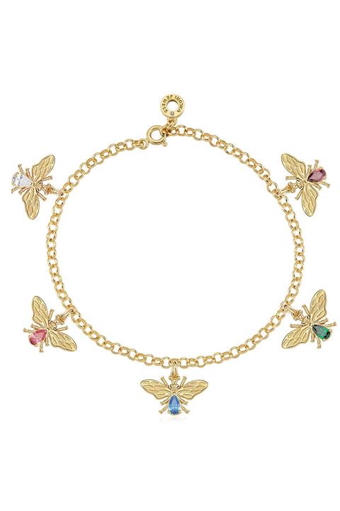 Valori Jewels Şanslı Arı, Çoklu Zirkon Renkli Taşlı, Altın Rengi Gümüş Bileklik