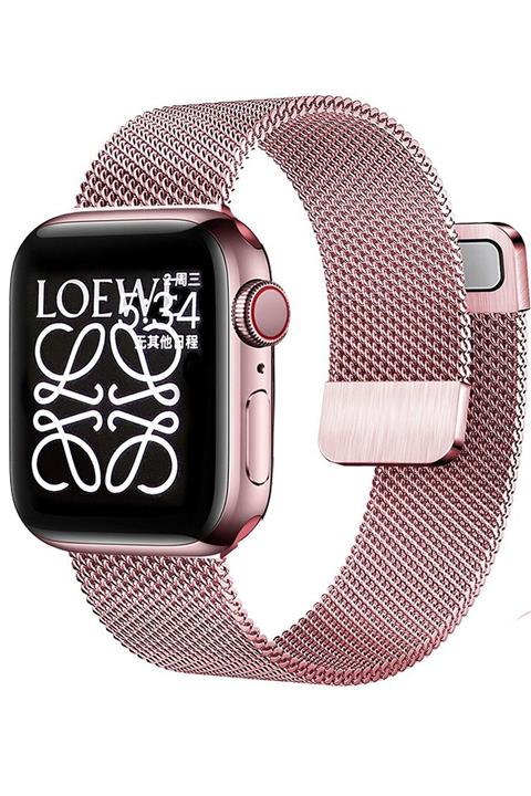 Favors Kordon Watch 7 Pro Max Akıllı Saat Uyumlu 42-44 Mm Hasır Metal Rose Gold Kordon