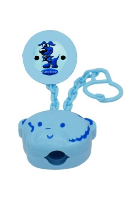 Babytime Askılı Silikon Emzik Saklama Kabı Panda Mavi Bt200