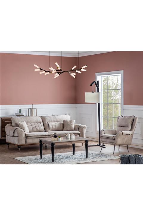 Weltew Home Heybeli Koltuk Takımı 3+1 (bej)