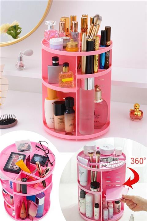 intekhome 360 Derece Dönebilen Makyaj Organizeri Pembe