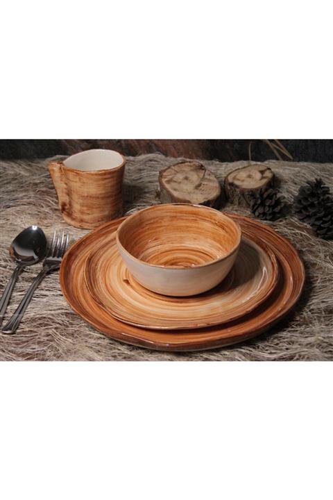 Alven Art El Yapımı Seramik Yemek Tabağı Takımı