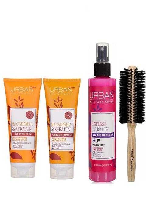 Vepa Makedemya Yağı Ve Keratin Içeren Şampuan Saç Kremi Ve Sıvı Keratin Sprey Doğal Saç Fırçası