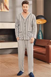 Mecit Pijama By Mecit 2758 Gri Büyük Beden Erkek Pijama Takımı