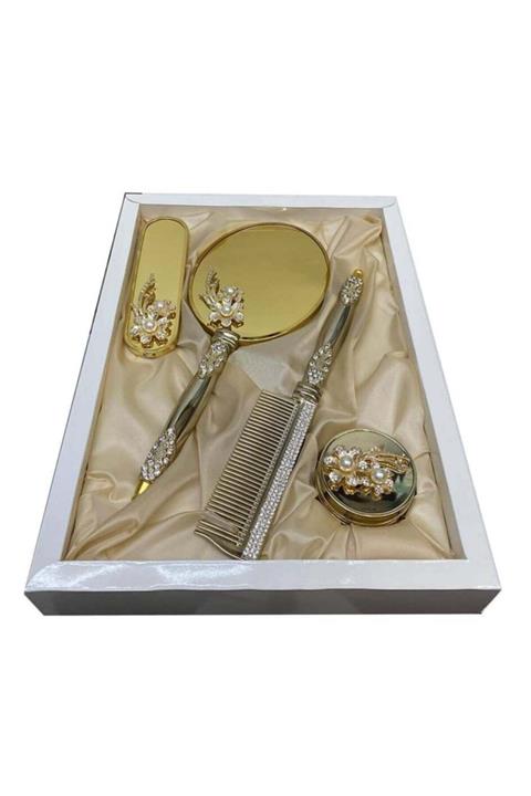 Alyans Gold 4 Paça Taşlı Ayna Tarak Seti