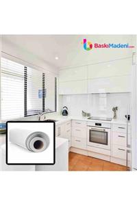 Baskı Madeni Parlak Beyaz (60 X 8 METRE.) Düz Kendinden Yapışkanlı Folyo.