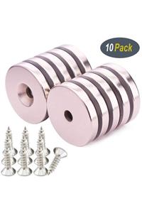 Dünya Magnet 10 Adet 15 mm X 10/5,5m X 3  mm Havşa Delikli Güçlü Neodyum Mıknatıs