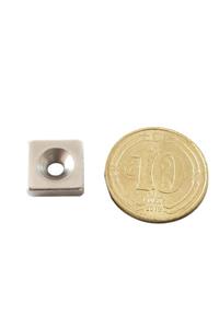 Mıknatıs ArGe 10x10x3mm (6x3mm) Havşalı Kare Güçlü Neodyum Mıknatıs 10 Adet