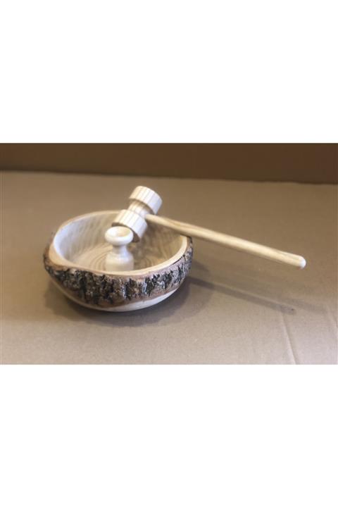 Teknik Ahşap Tokmaklı Fındık Kırma Kasesi Dişbudak Ağacı