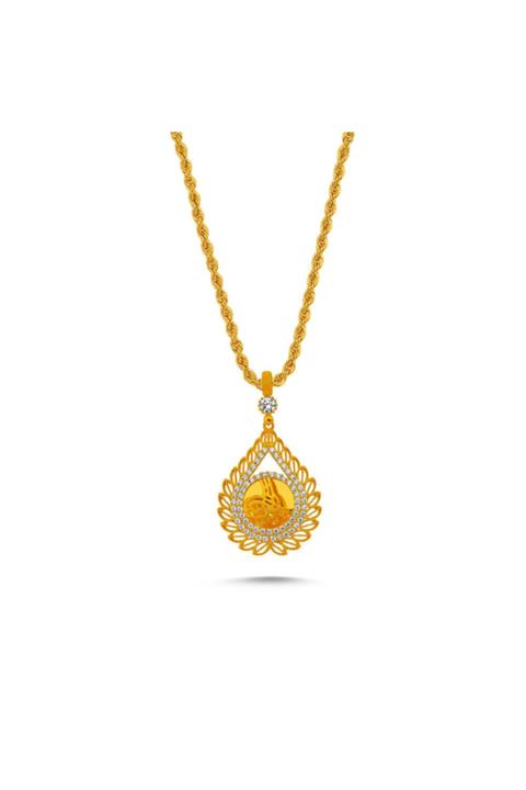 Sembol Gold Tuğralı Altın Kolye Burgu Halat Zincirli Telkari İşleme