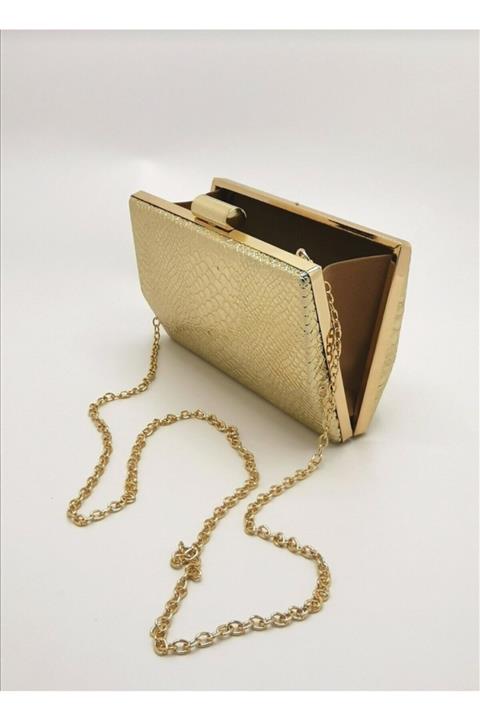 mıchael polo Kadın Gold Zincirli Abiye Çantası Tm1111ab
