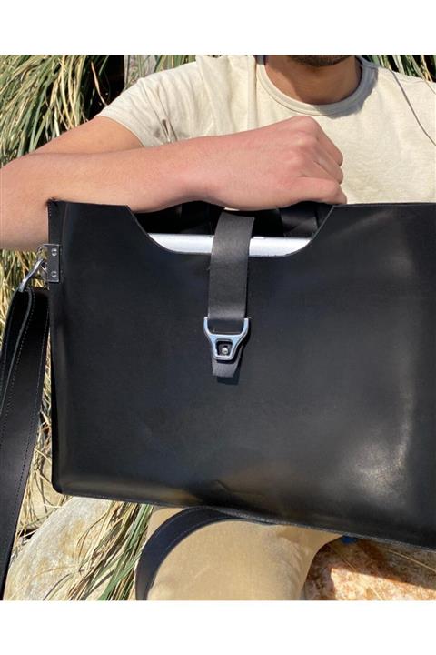 Zake Mxamade Unisex Siyah 13 Inç Laptop Evrak Postacı Çantası