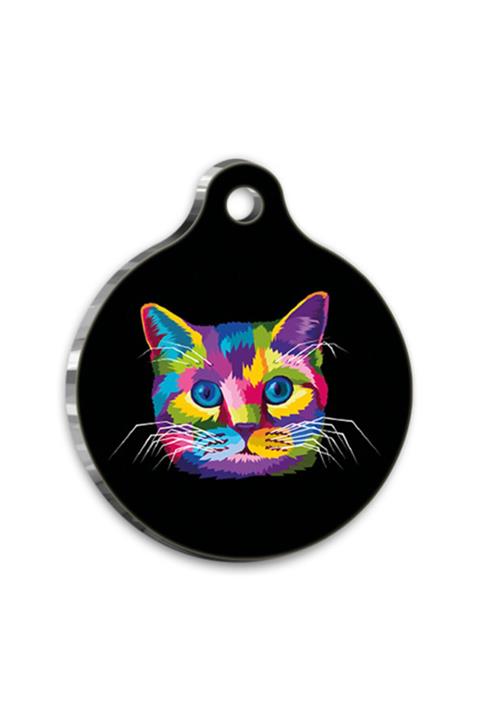 altın pati Illüstrasyon Tasarım 3 Yuvarlak Kedi Künyesi