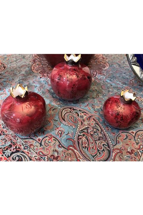 EvaniLife Seramik 3'lü Nar Takımı Özel Tasarım Handmade