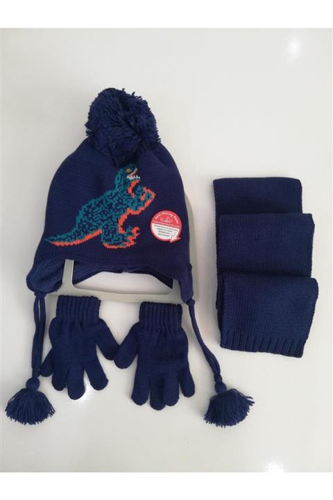 Kitti Erkek Çocuk Atkı Bere Eldiven Üçlü Takım K2160-07-025 1-4 Yaş