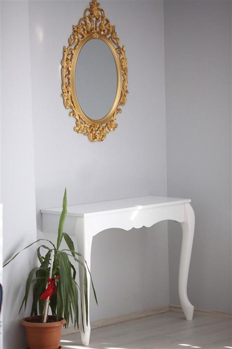 TEHOME Dizzy Beyaz İki Ayak Gold Ayna Dresuar Takımı