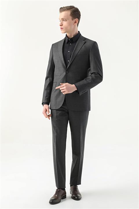 Damat Slim Fit Antrasit Düz Superfine Wool Takım Elbise