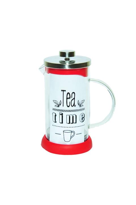 Yitian Kırmızı  French Press Bitki Çayı Cam Demliği 600 Ml