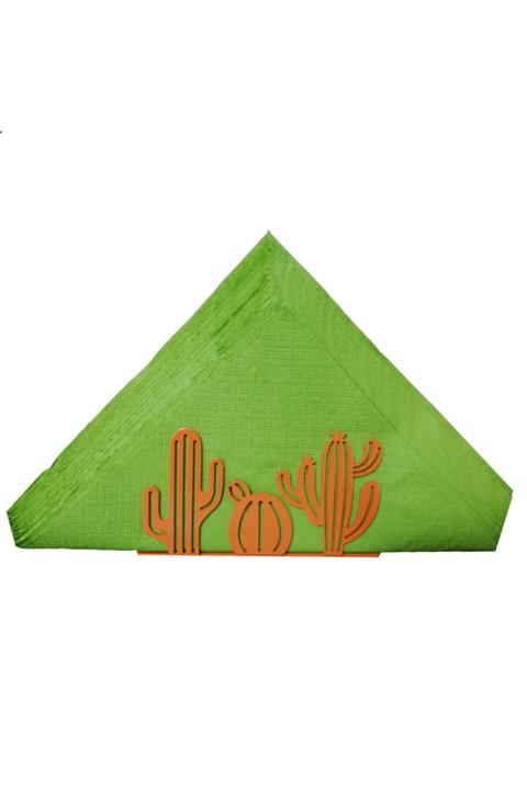 Simge Yapı Dekorasyon Kaktüs Figürlü Dekoratif Turuncu Metal Peçetelik